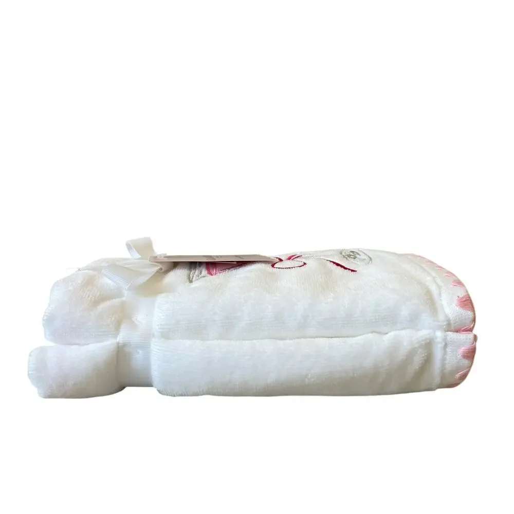 Kassadecor Pink Martini Valentine Hand Towels 18x28 Cotton Set of 2 Red Bow NEW